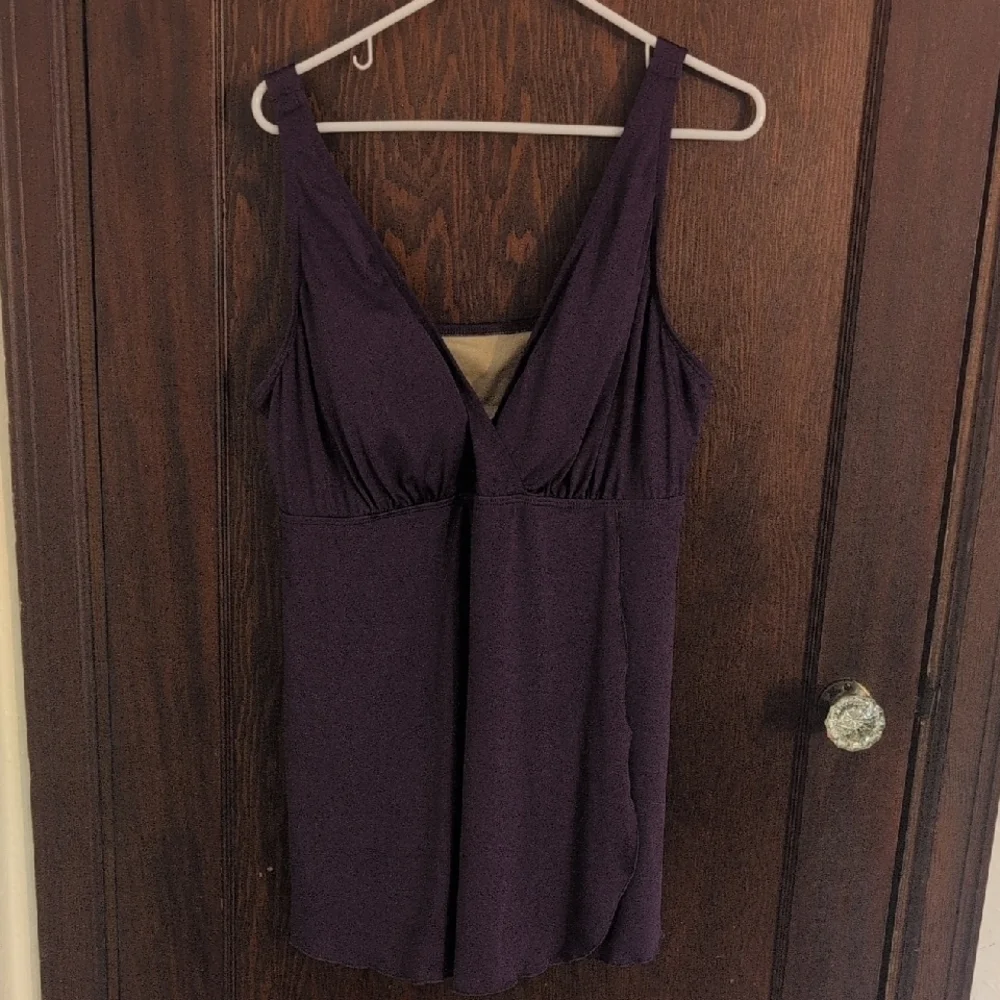 Resorts Plus Plum One Piece Skirted Swimsuit Modest Size 20W